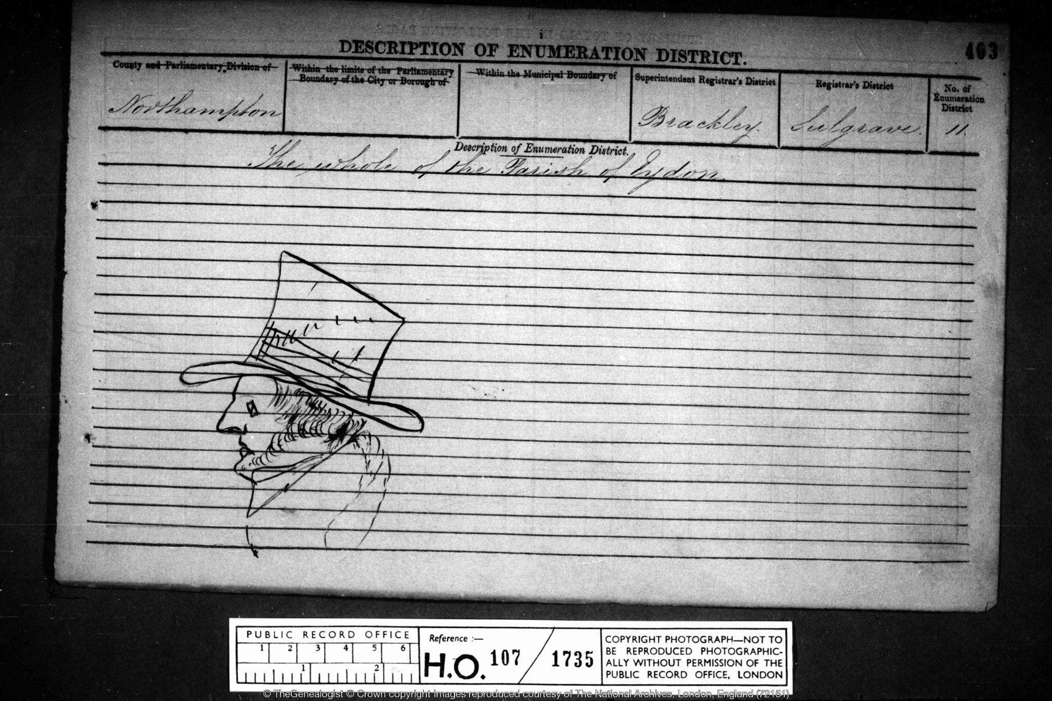Occasionally even doodles like this can be found on the census images!