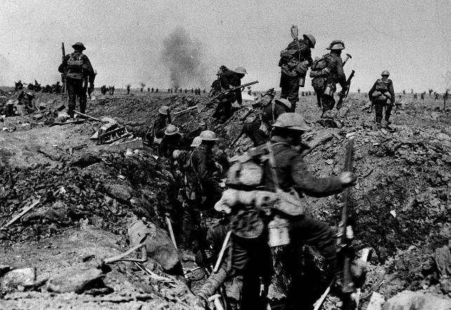British troops advance on the first day of the Somme