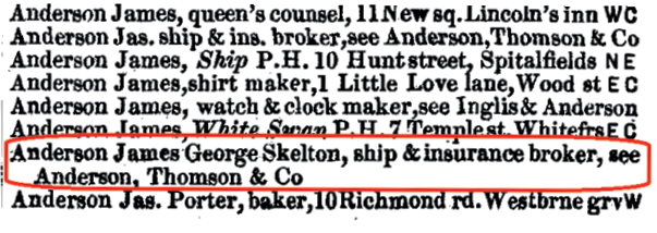 James Anderson in Kelly’s 1869 Post Office Directory