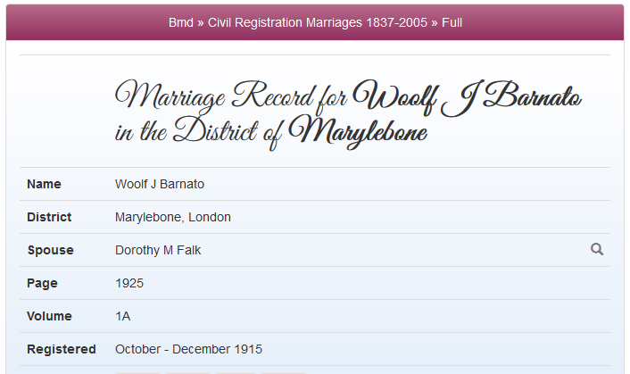 First of three marriages was to Dorothy M Falk