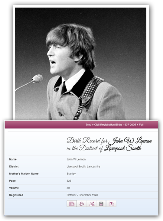 John Lennon Birth Certificate